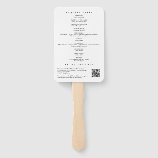 Modern Chique Stof Groen Minimaal Trouwprogramma Handwaaier (Achterkant)