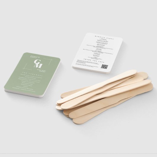 Modern Chique Stof Groen Minimaal Trouwprogramma Handwaaier (Niet-gemonteerd)