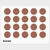 Modern chique terracotta circulair retouradres ronde sticker (Vel)