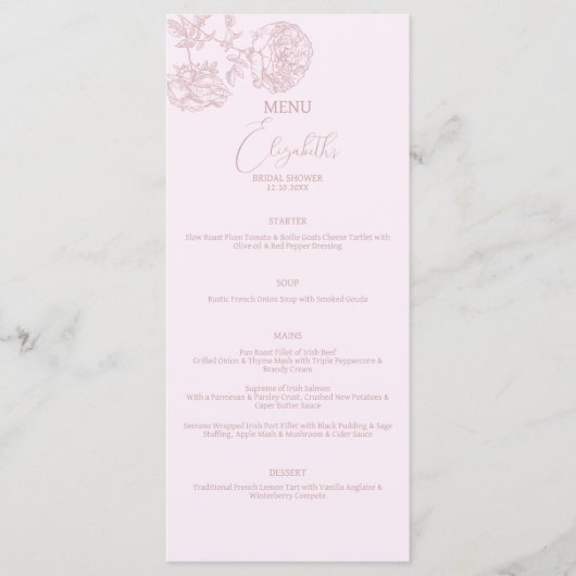 Modern chique toile de jouy picknick Vrijgezellenf Menu (Voorkant)