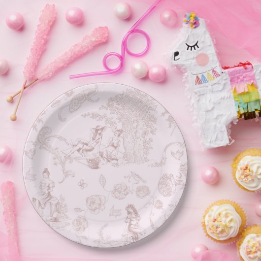 Modern chique toile de jouy picknick Vrijgezellenf Papieren Bordje (Feest)