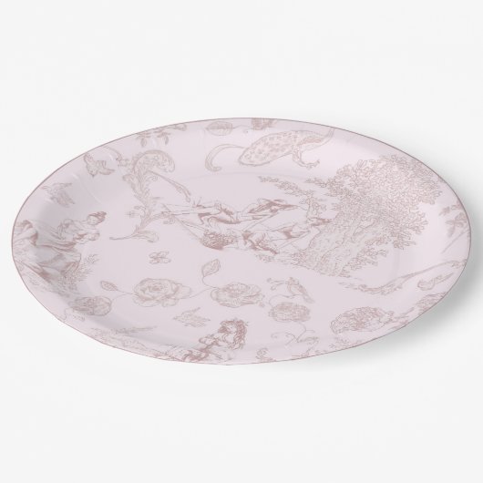 Modern chique toile de jouy picknick Vrijgezellenf Papieren Bordje (Gekanteld)