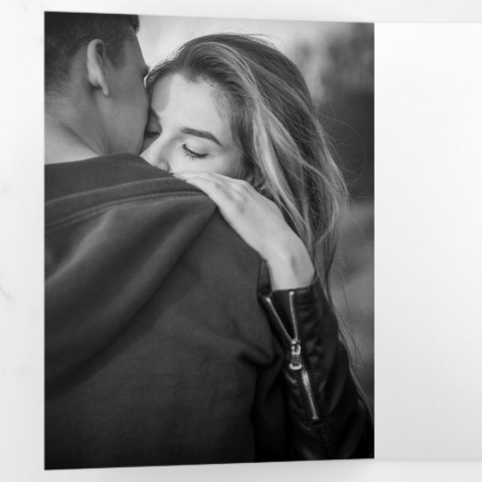 Modern chique verklaring Sla de datum op 3 foto Drieluik Uitnodiging (Binnenzijde eerst)