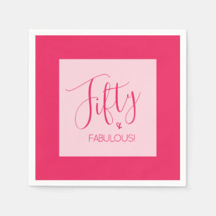 Modern chique vijftig & FABULOUS roze verjaardagsf Servet