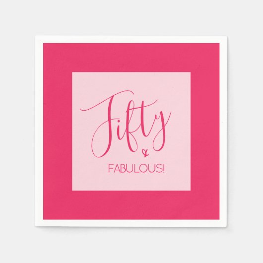 Modern chique vijftig & FABULOUS roze verjaardagsf Servet (Voorkant)