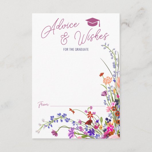 Modern chique wilde bloemen script advies afstuder informatiekaartje (Voorkant)