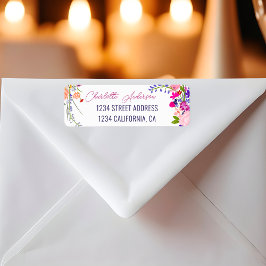 Modern chique wilde bloemen script  afstuderen etiket