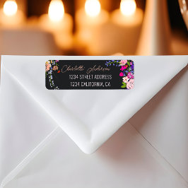 Modern chique wilde bloemen script  afstuderen etiket