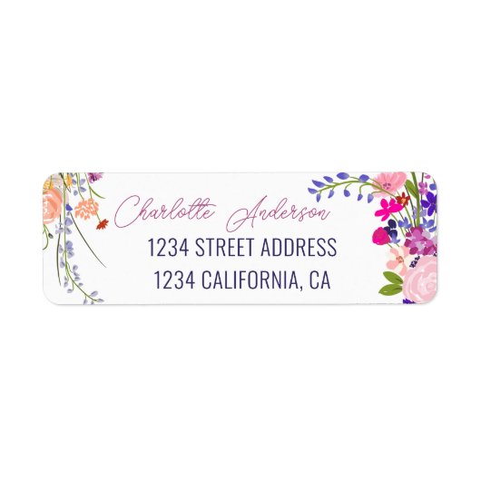 Modern chique wilde bloemen script afstuderen etiket (Voorkant)