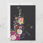 Modern chique wilde bloemen script donker afstuder bedankkaart (Achterkant)