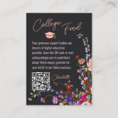 Modern chique wilde bloemen script fonds afstudere informatiekaartje (Voorkant)