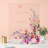 Modern chique wildflower script welkom afstuderen acryl bord (Huwelijk)