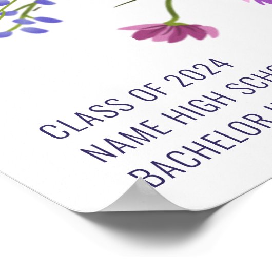 Modern chique wildflower script welkom afstuderen poster (Hoek)