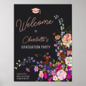 Modern chique wildflower script welkom afstuderen poster (Voorkant)