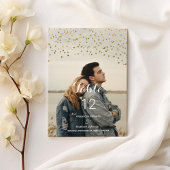 Modern chique witgouden confetti Fototafel Nummer Kaart