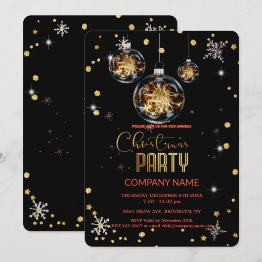 Modern chique zakelijke kerstfeest kaart (Voorkant / Achterkant)