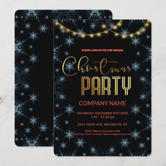 Modern chique zakelijke kerstfeest kaart (Voorkant / Achterkant)