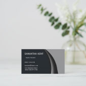 Modern chique zwart en grijs visitekaartje (Staand voorkant)