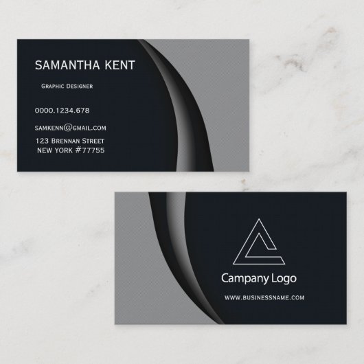 Modern chique zwart en grijs visitekaartje (Voorkant / Achterkant)