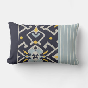 Modern chique zwart geel en turquoise ikat kussen