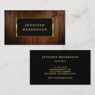 Modern chique zwart goud hout patroon professionee visitekaartje