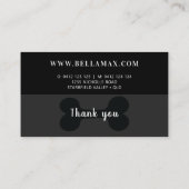 Modern chique zwart op zwart hondenbot klantenkaartje (Achterkant)