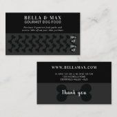 Modern chique zwart op zwart hondenbot klantenkaartje (Voorkant / Achterkant)