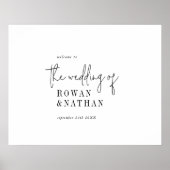 Modern chique zwart wit afdrukbare bruiloft welkom poster (Voorkant)