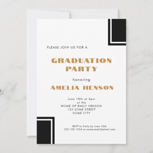 Modern chique zwart wit Afstudeerder foto Afstuder Kaart (Achterkant)