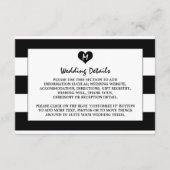 Modern chique zwart & wit bruiloft detail informatiekaartje (Voorkant)