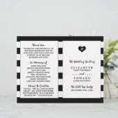 Modern chique zwart-wit bruiloft programma (Staand voorkant)