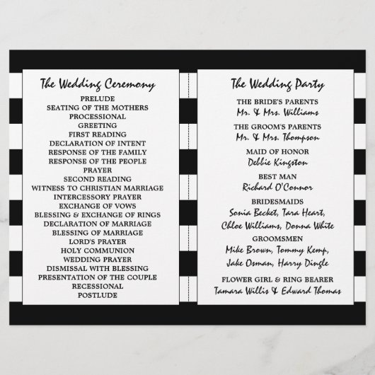 Modern chique zwart-wit bruiloft programma (Achterkant)
