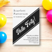 Modern chique zwart-wit elegante 40e verjaardag