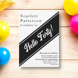 Modern chique zwart-wit elegante 40e verjaardag kaart