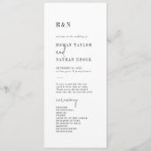 Modern chique zwart-wit flat bruiloft programma programmakaart (Voorkant)