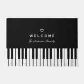 Modern chique zwart-wit piano toetsenbord Welkom Deurmat (Voorkant)