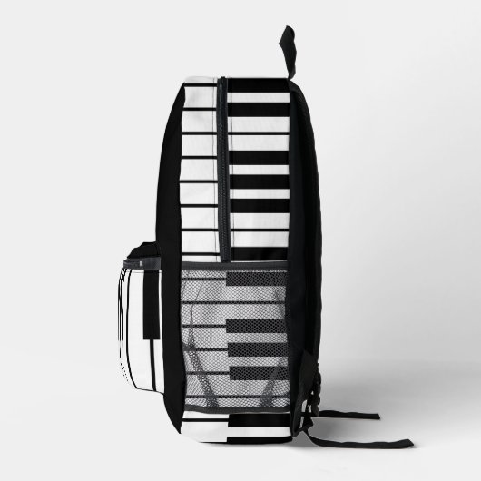 Modern chique zwart-wit pianotoetsenbord bedrukte rugzak (Rechts)