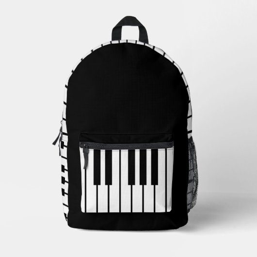 Modern chique zwart-wit pianotoetsenbord bedrukte rugzak (Voorkant)