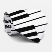 Modern chique zwart-wit pianotoetsenbord stropdas (Opgerold)