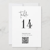 Modern Chique Zwart-Wit QR Code Tafelnummer (Achterkant)