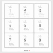 Modern Chique Zwart Wit Tafelnummer Wijn Labels (Vel)