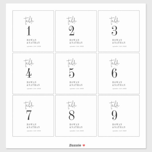 Modern Chique Zwart Wit Tafelnummer Wijn Labels (Vel)