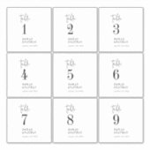 Modern Chique Zwart Wit Tafelnummer Wijn Labels (Voorkant)