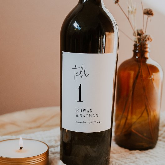 Modern Chique Zwart Wit Tafelnummer Wijn Labels