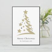 Modern Chique Zwarte Witte Gouden Script Boom      Feestdagenkaart (Staand voorkant)