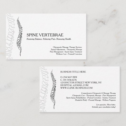 Modern Chiropractic Massage Therapy Visitekaartje (Voorkant / Achterkant)