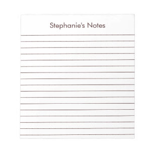 Modern Chocolate Brown Lined Personalized Notitieblok