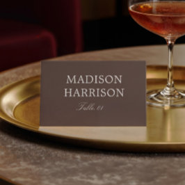 Modern Chocolate Brown Wedding Place Card DIY Kaart