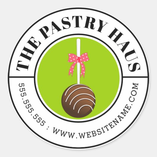 Modern Chocolate Cake Pop gebogen tekst Ronde Sticker (Voorkant)