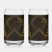Modern, Chrismas Tree, Black Gold Cross Pattern Blikvorm Glas (Links)